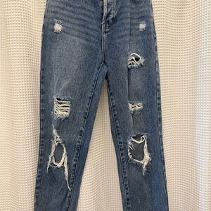 PacSun High Rise Blue Jeans with Distressed Details